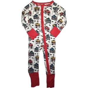 Miozing Baby Boy 6 9 12 Mos Bamboo 1pc Monster Truck Sleeper Pajamas Soft NWT